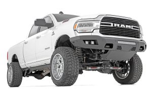 Ram 2500 Front Bumper - Rough Country - LED with Black-Series 2in LED Cubes + 20in LED Light Bar - '19-'23